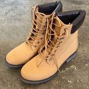 Faux Leather Beige Boots